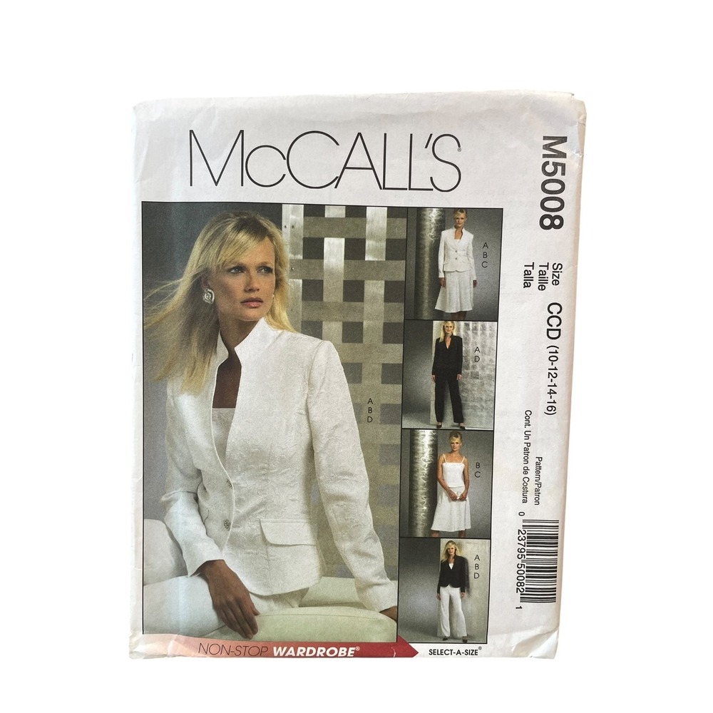 McCall's Sewing Pattern Women 10-12-14-16 Jacket Top Skirt Pants M5008 Wardrobe
